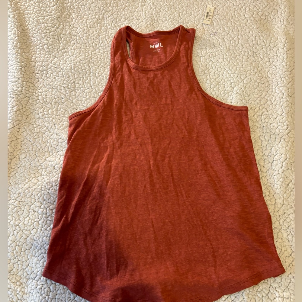Madewell crew neck racer back tank burnt orange color size xsmall